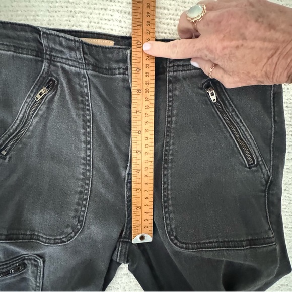 Anthro Pilcro Utility Moto Bootcut Jeans Faded Black Wash 29R - Picture 12 of 15